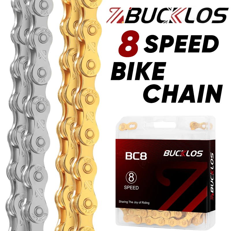 Mountain Biking Bc - BUCKLOS 8-Gang-Fahrradkette 116 Glieder Rennrad Mountainbike-Kette